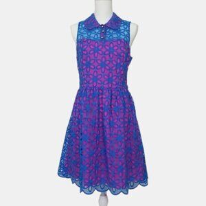 LILLY PULITZER PEMBERTON PINK & BLUE FLORAL EYELET DRESS NWOT SIZE 8
